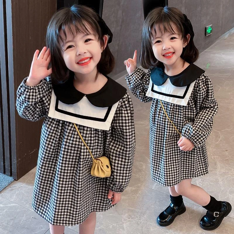 女童连衣裙秋装2025新款儿童网红秋季女宝宝小女孩学院风长袖裙子