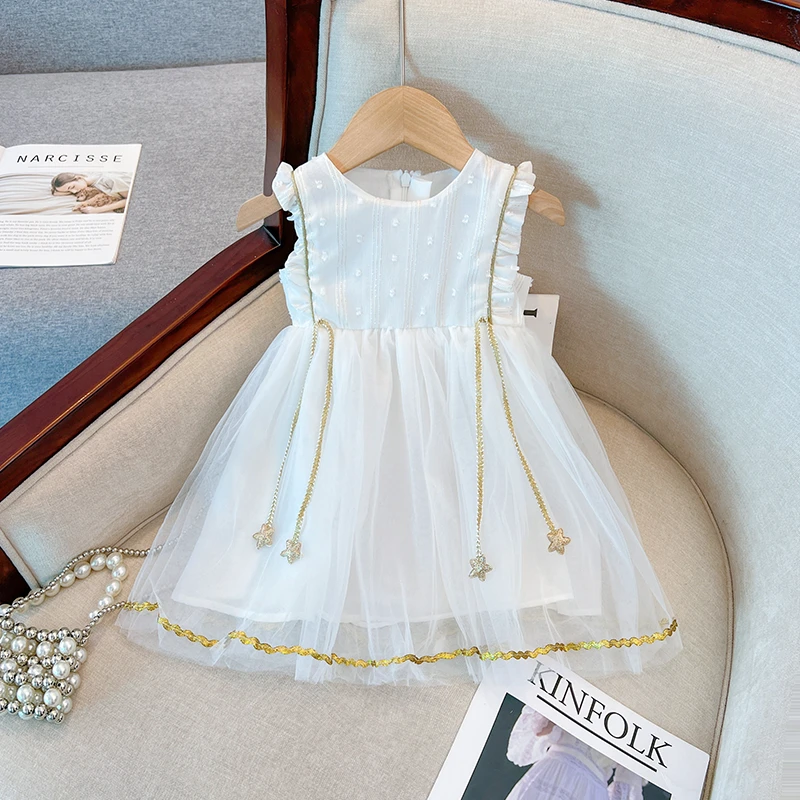 女童星星款连衣裙夏装2025洋气女宝宝衣服夏季小女孩公主裙子7018