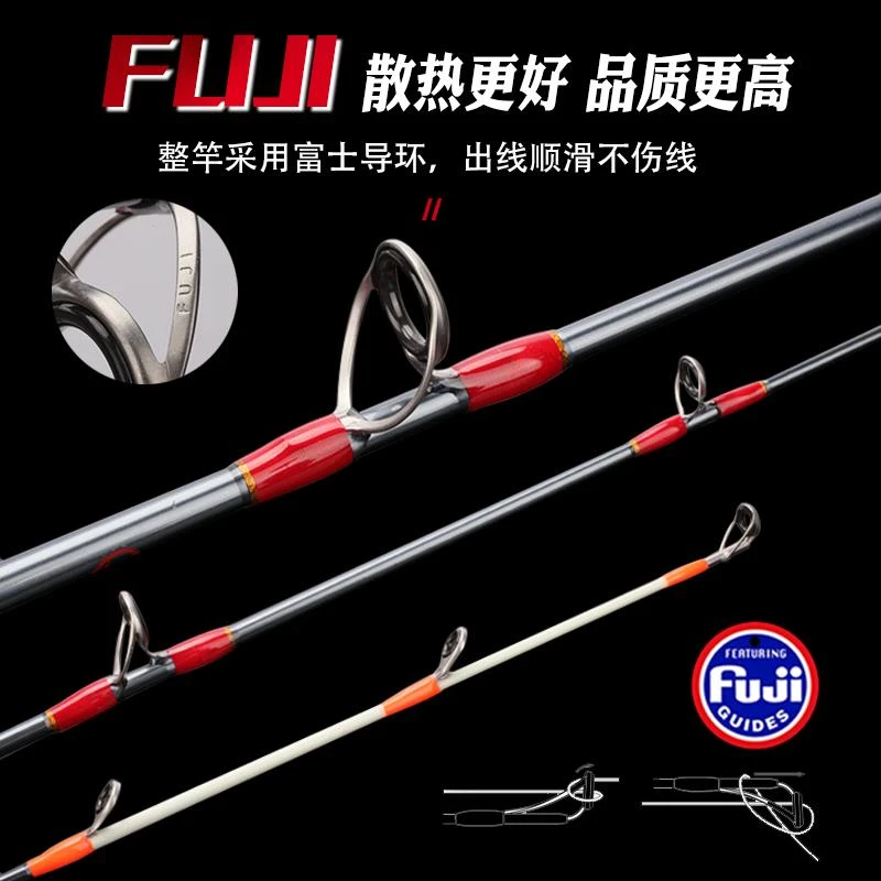 近海船钓竿实心树脂小船竿轻型海钓鱼竿富士导环碳素实心船钓杆