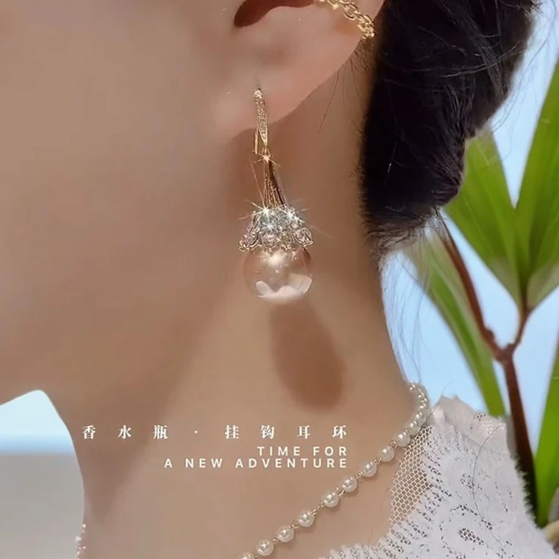 合金耳饰 小香风甜美温柔爆闪珠珠耳钩耳饰精致时尚气质百搭耳环