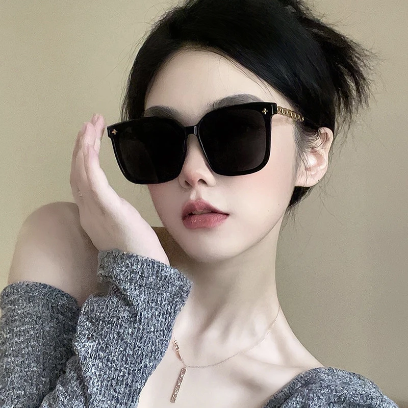 网红款防晒太阳镜新款墨镜女高级感大框圆脸显瘦眼镜女款太阳镜