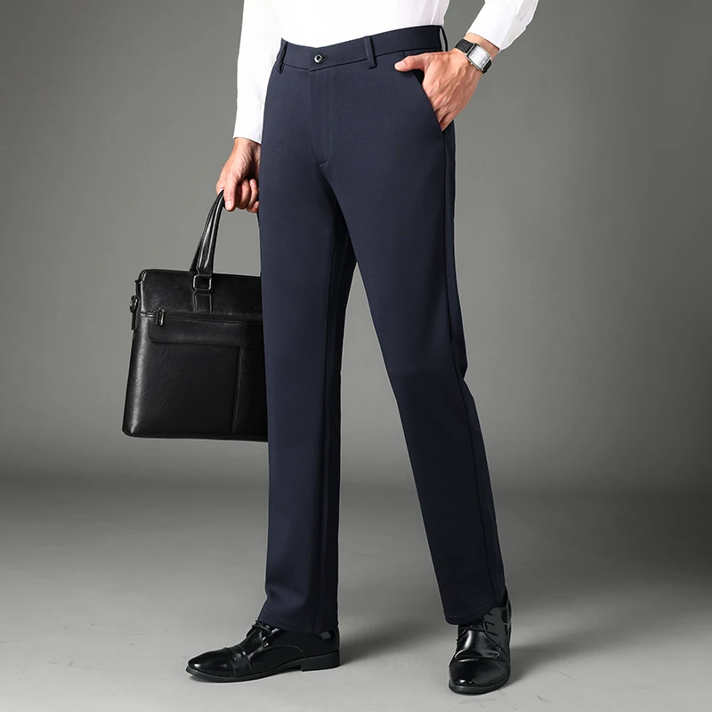 男士秋冬加厚宽松直筒西装休闲裤高弹免烫商务休闲裤西裤-D901