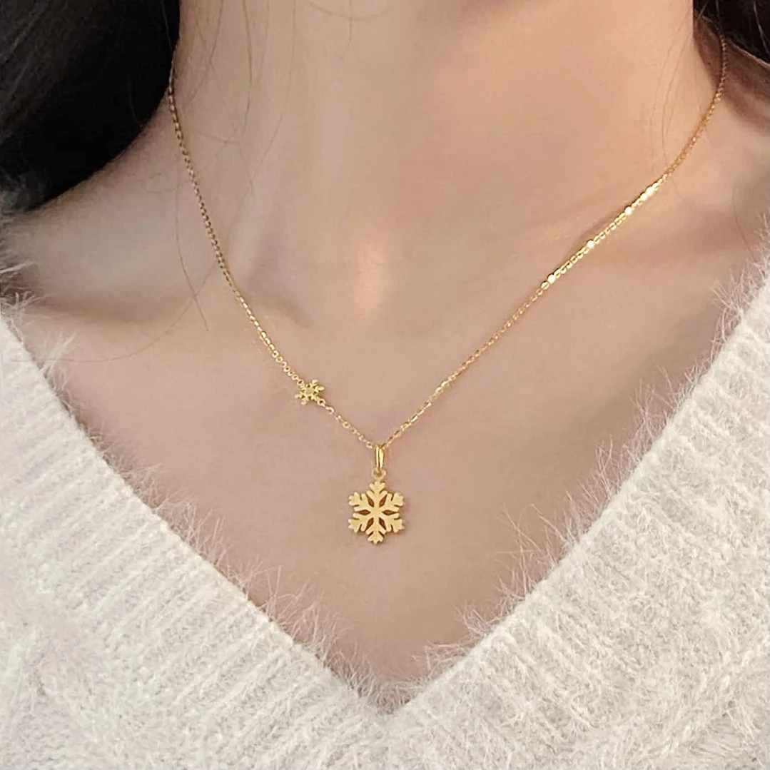 钛钢项链 X-917 雪花吊坠项链女ins轻奢气质百搭短款锁骨链配饰