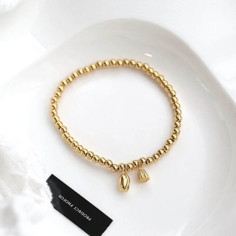 钛钢手链 S-656 国风古法实心莲蓬圆珠两世欢手链弹力手串手饰