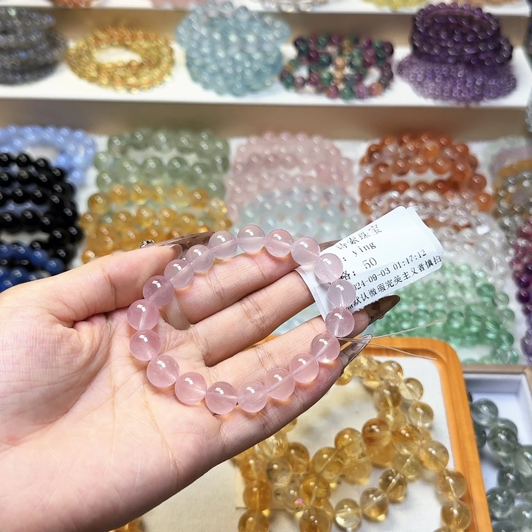 水晶手链未镶嵌y**g粉水晶10mm