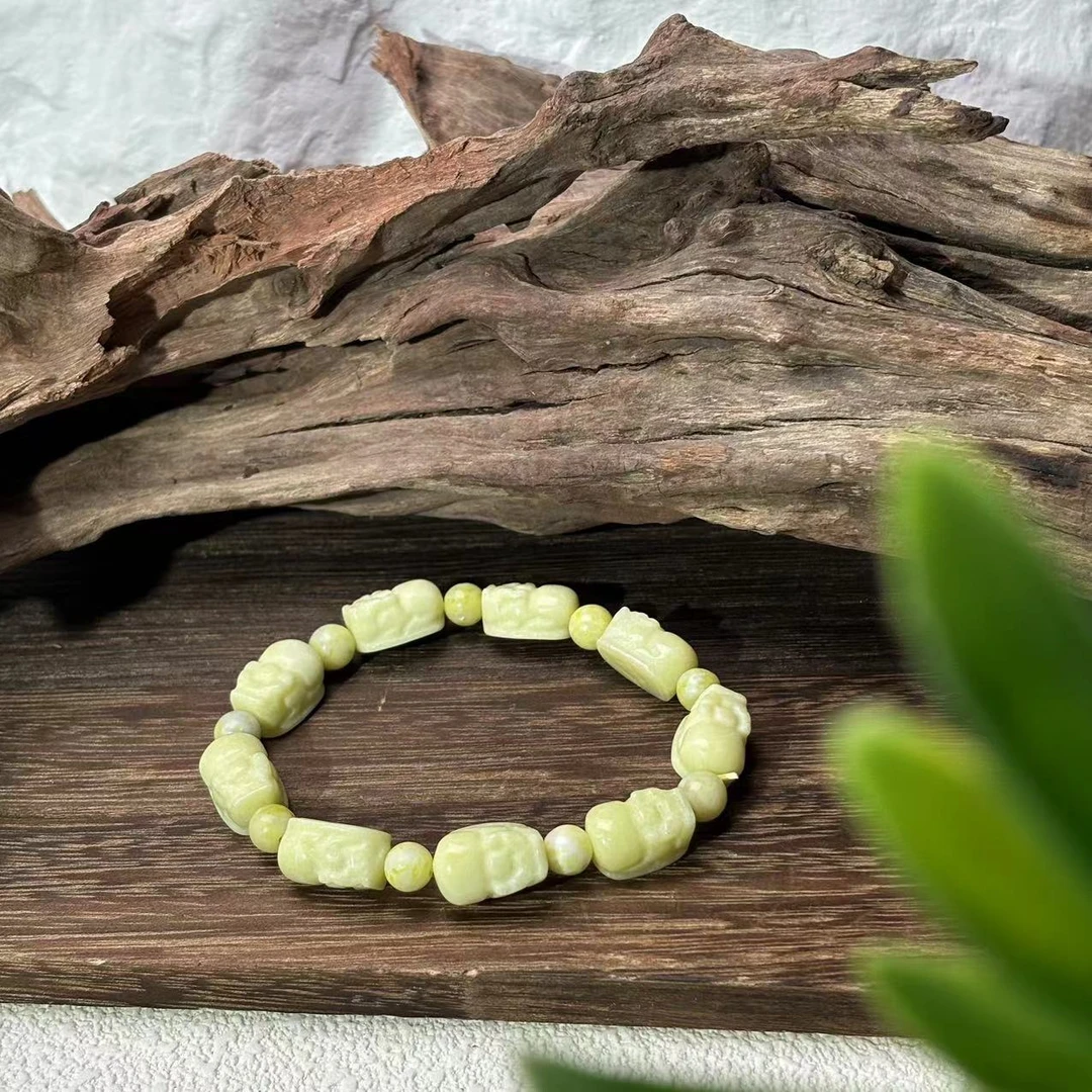 【祁恩珠宝】黄绿色貔貅单圈D052805——多样性发单