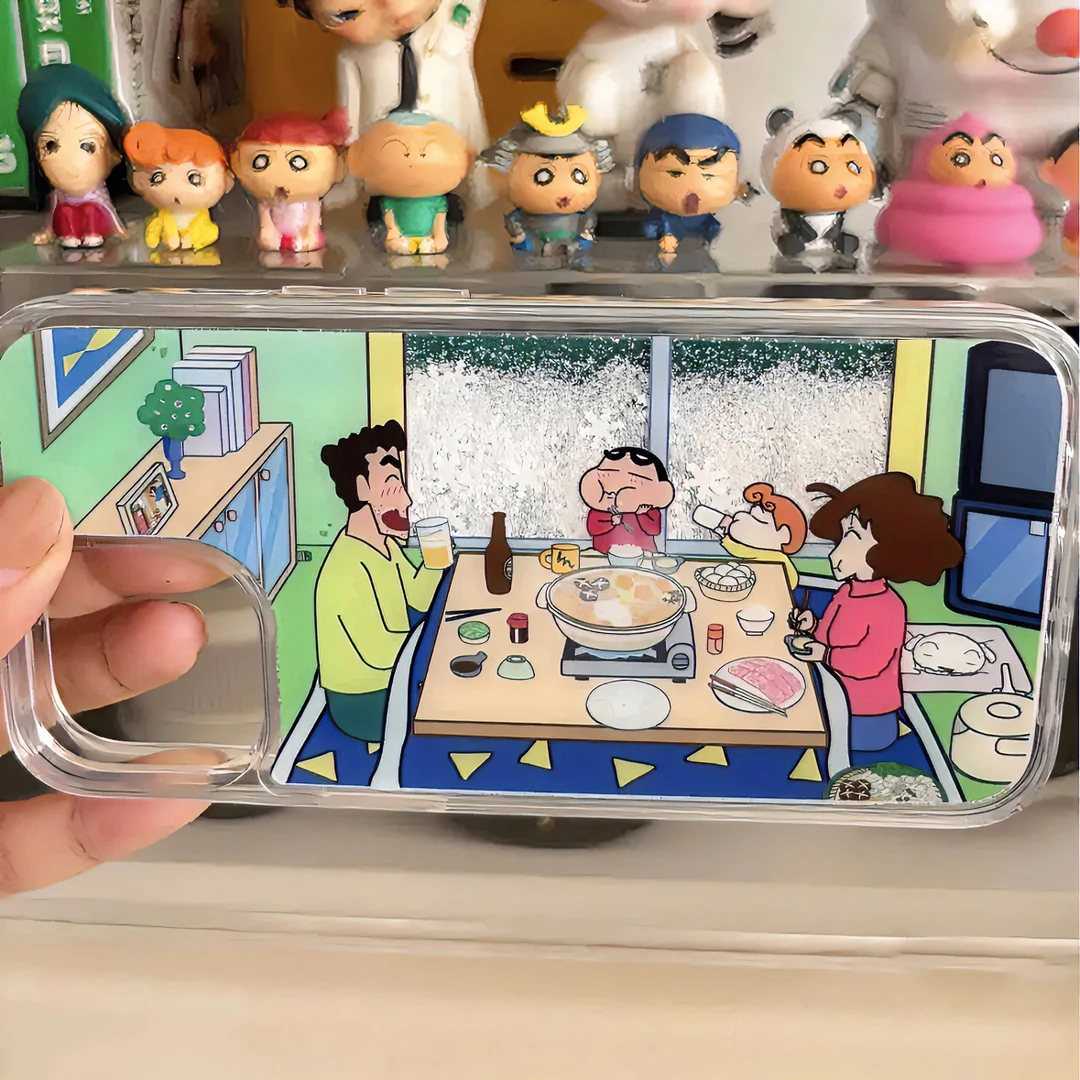 冬日流沙雪花小新适用iPhone15/14promax手机壳11苹果13/12软套