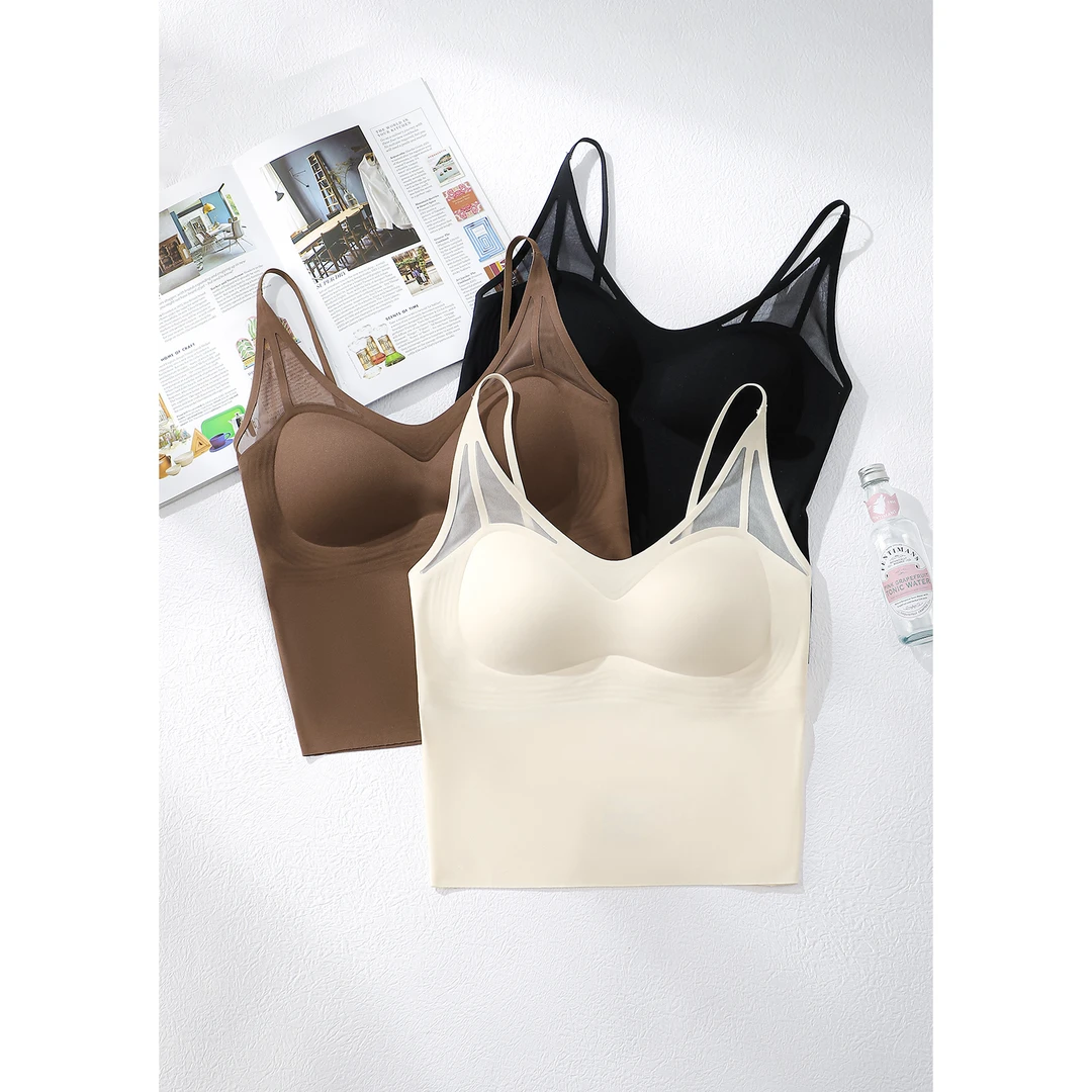 轻盈裸感天然桑蚕丝bra吊带背心  H8123