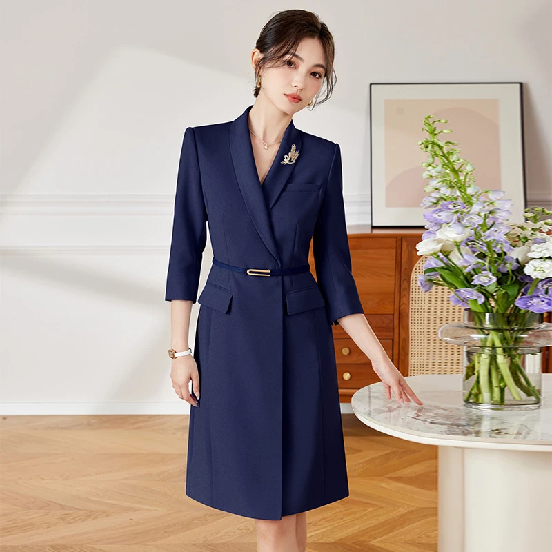 芭妃娅高级感西装裙气质女神范通勤商务职业装连衣裙播音艺考主持