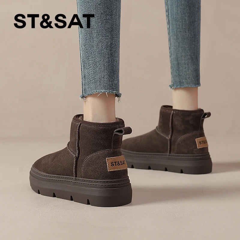 星期六加绒雪地靴女2024新款冬季女鞋东北大棉鞋女款厚底保暖棉靴