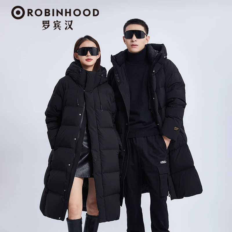 罗宾汉2024新款经典百搭御寒保暖男女同款黑钻长短款鹅绒羽绒服