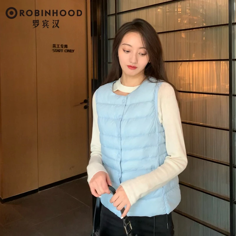 罗宾汉简约时尚经典百搭保暖女士羽绒马甲-R233Y1078