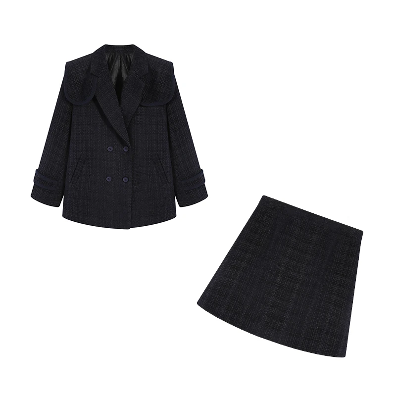 微胖女生穿搭冬季时髦高端外套上衣气质短裙两件套ZL41113