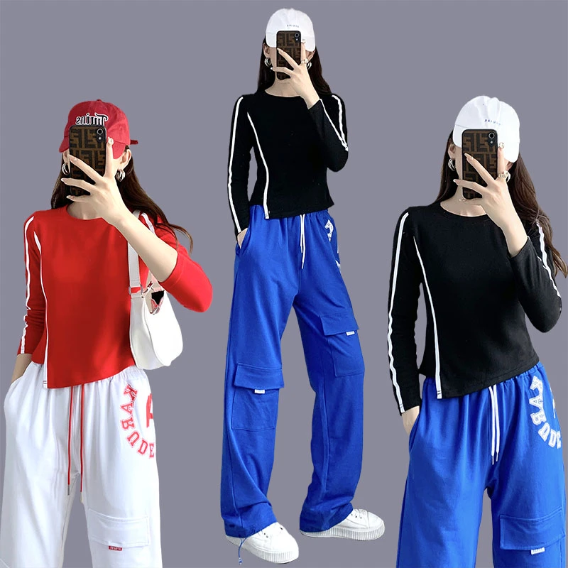 舞蹈服健身服装女套装休闲时尚显瘦工装裤爵士舞曳步舞修身广场舞
