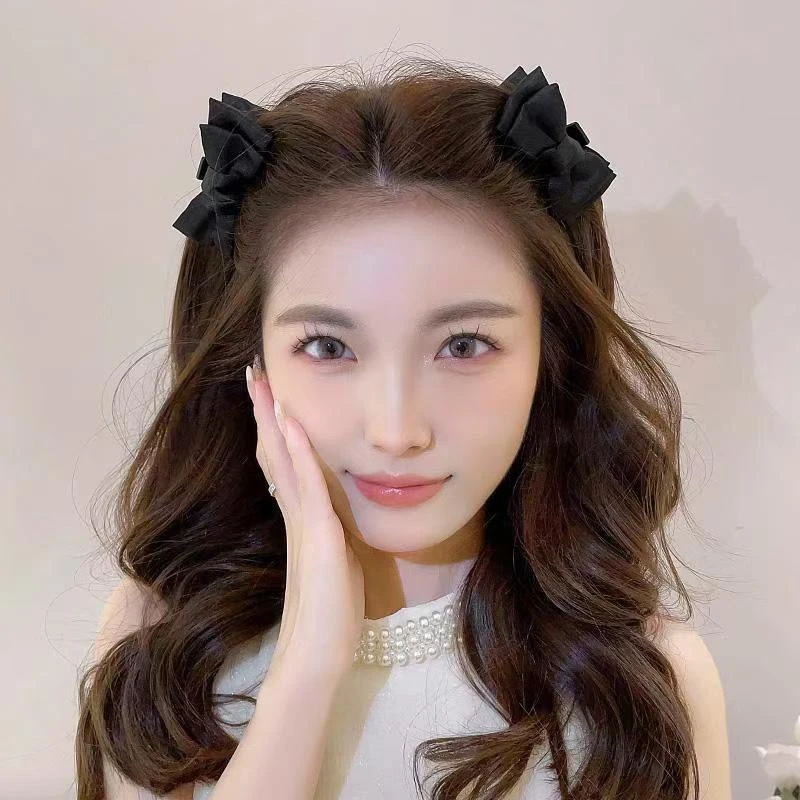 公主头抓夹蝴蝶结精灵耳发夹女2024新款前额侧边刘海夹子头饰高级