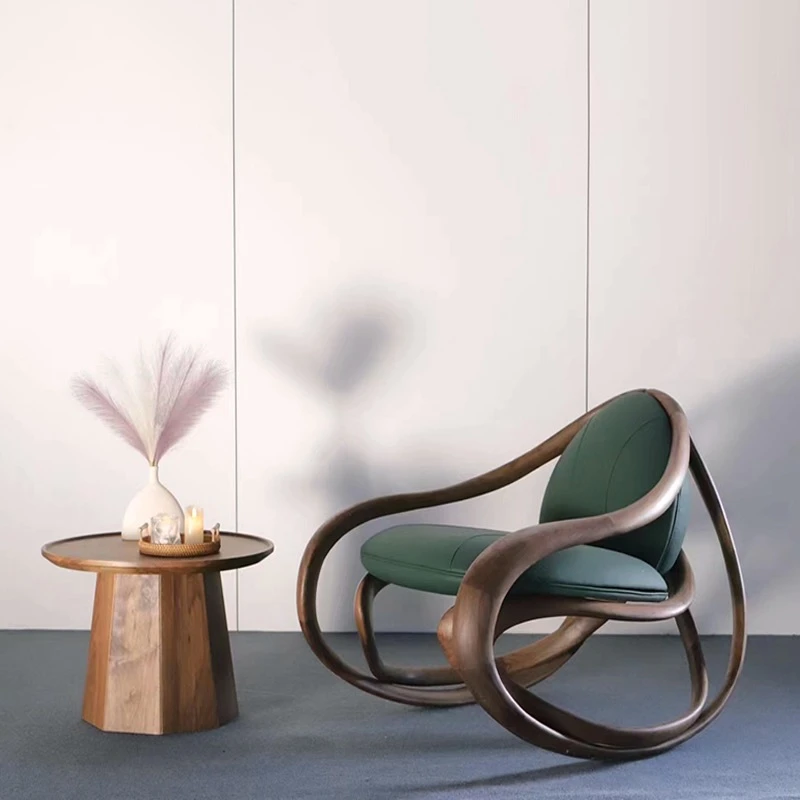 意式异形实木摇椅客厅别墅懒人躺椅XT703