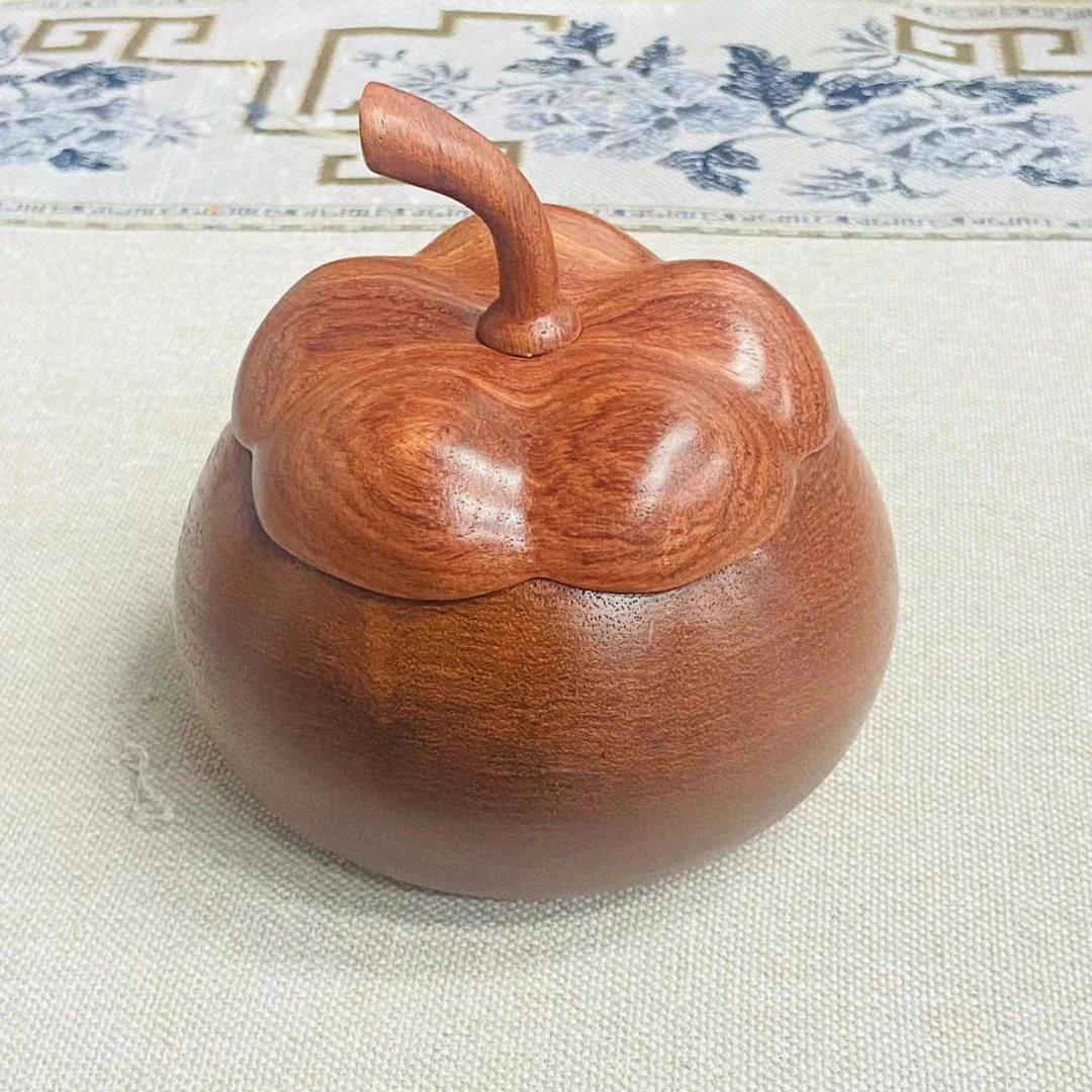 缅甸花梨山竹收纳罐（一木挖） 尺寸：10x11cm XT049