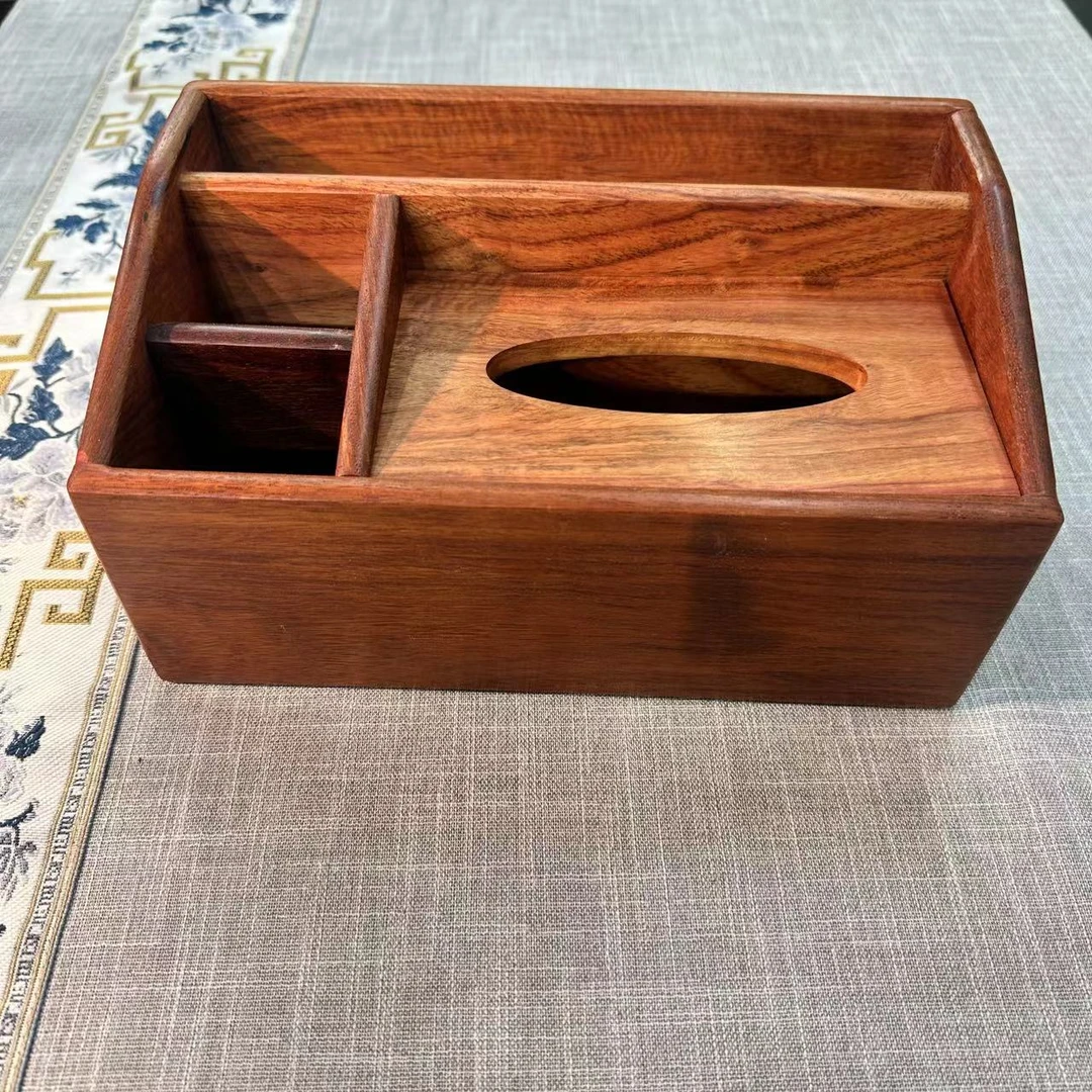缅甸花梨木多功能纸巾盒 尺寸：27*16*13cm