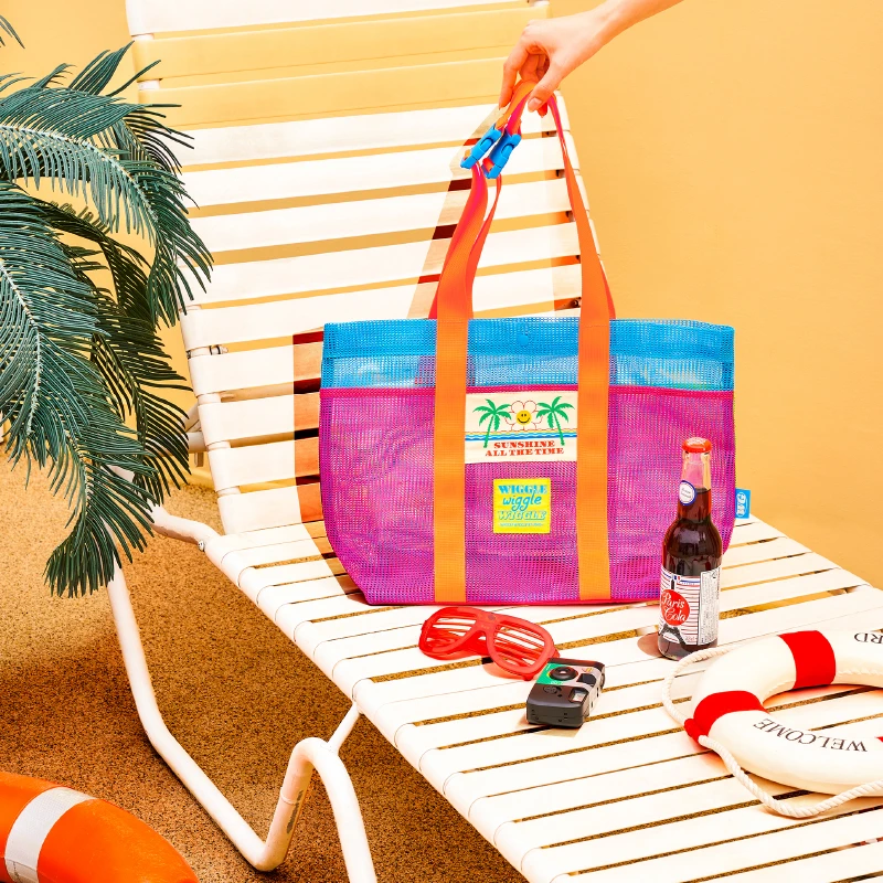 wigglewiggle网眼沙滩包女夏季游便携学生多功能户外时尚简约轻便