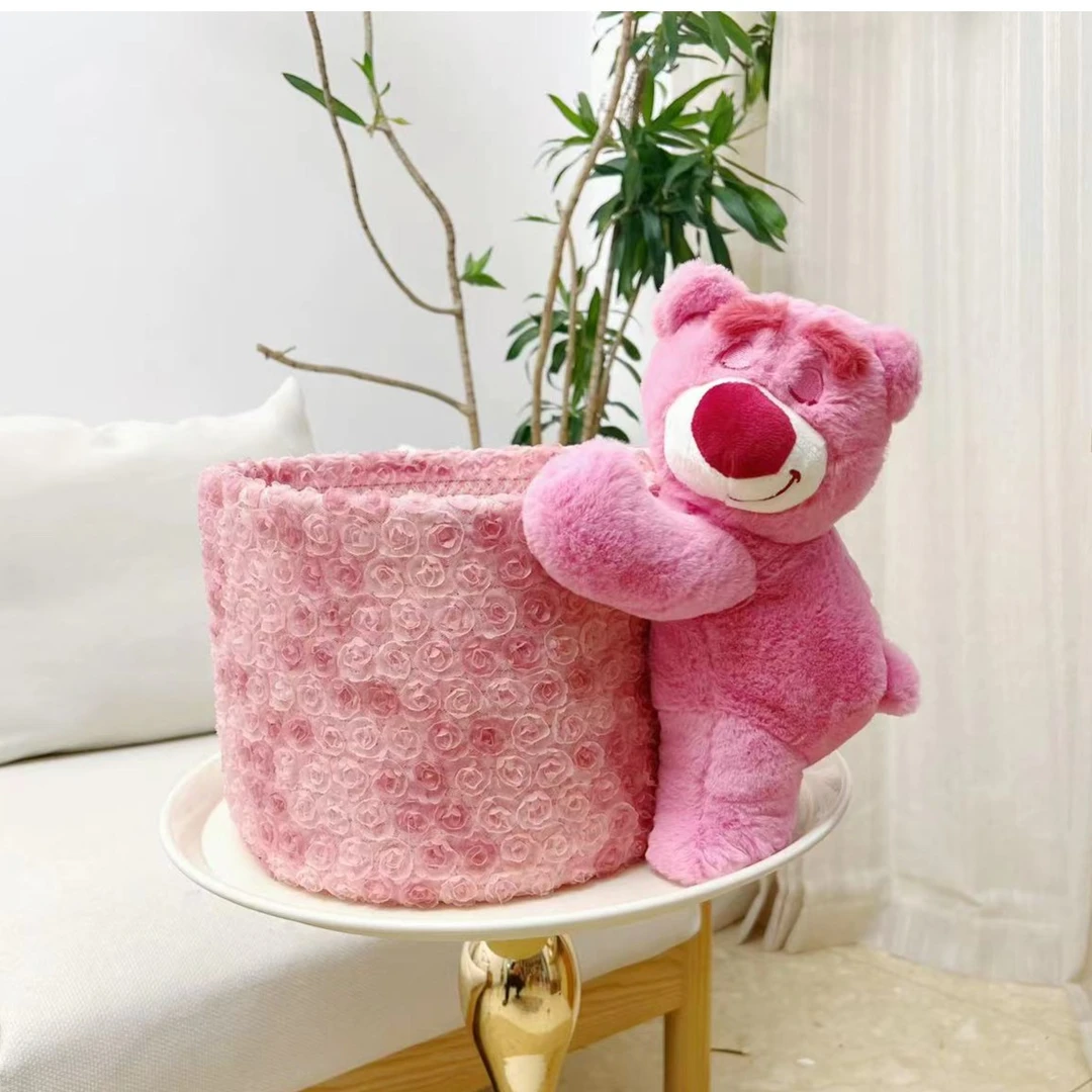 高颜值草莓熊系列浪漫玫瑰卡通桌面收纳筐