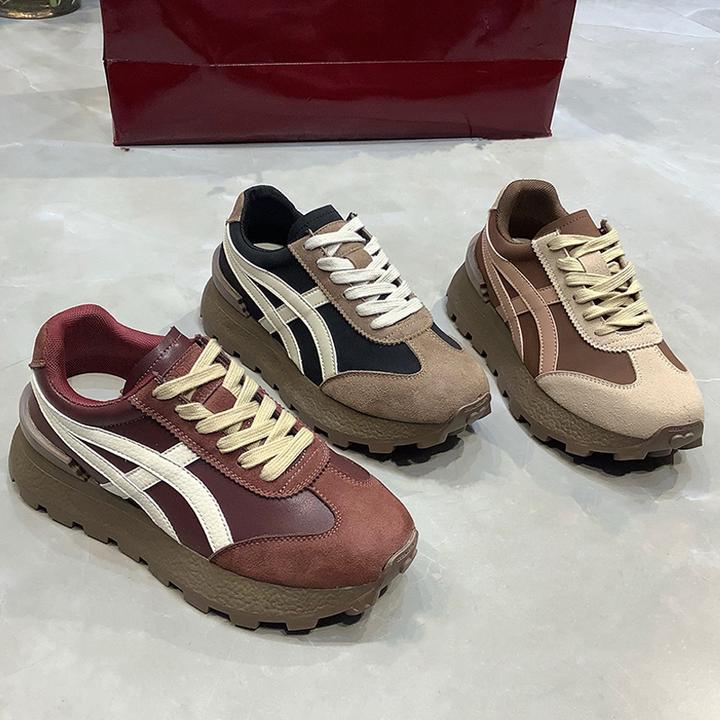 真皮安哥拉红厚底阿甘鞋网面秋冬休闲女新韩版显瘦运动鞋905