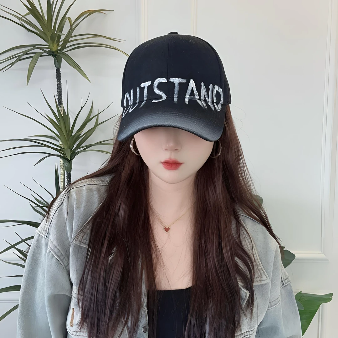 【涂鸦款】美式复古字母大帽檐鸭舌帽大脸显脸小软顶百搭男女帽棒球
