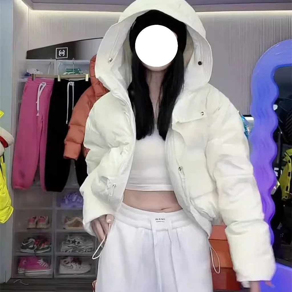 815款冬季新款韩版连帽花苞帽子服女短款宽松加厚面包服棉衣外套