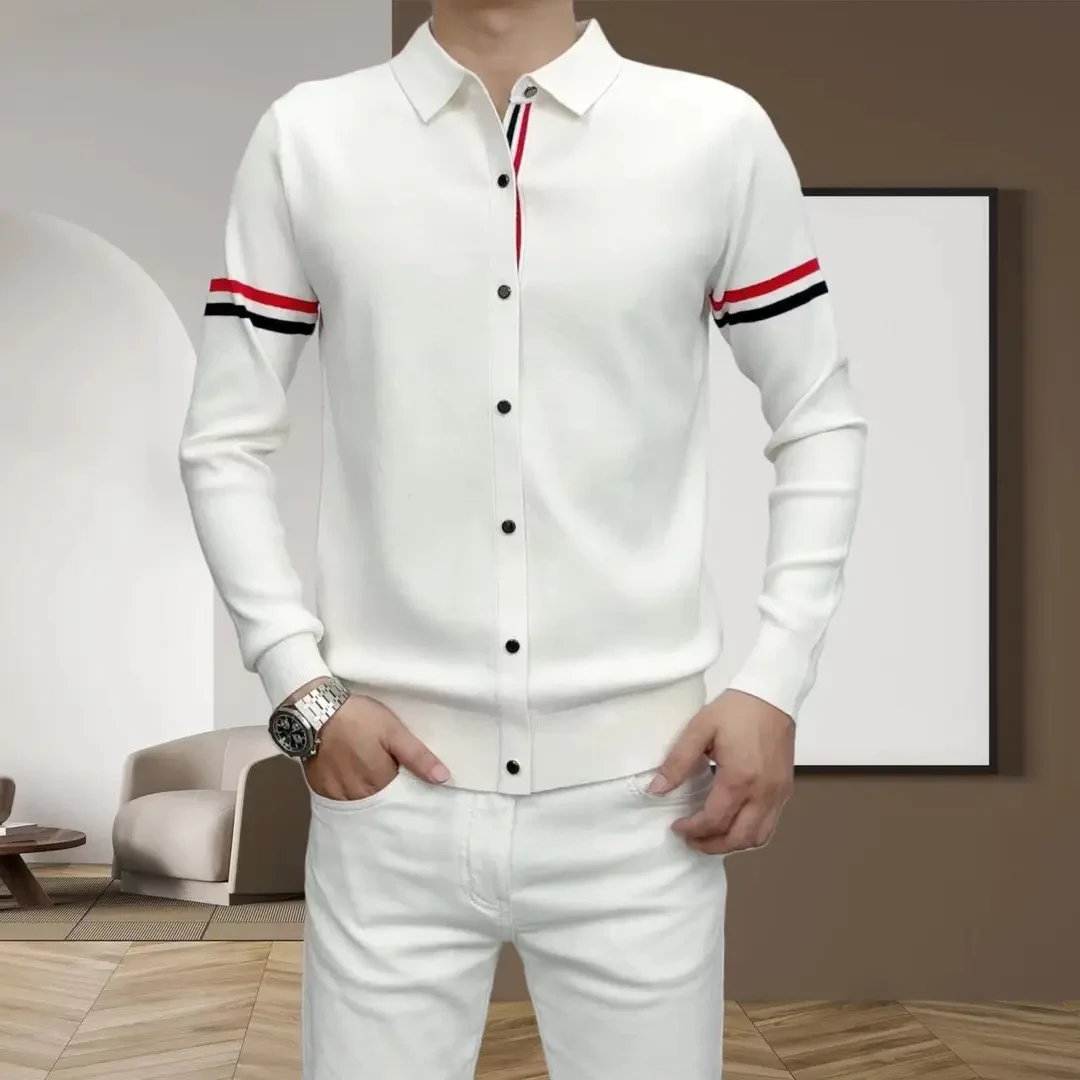 男士秋冬新款针织混纺半开套头时尚轻奢休闲百搭纯色潮流时尚毛衣