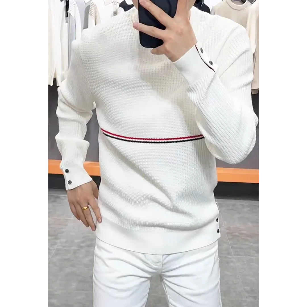 2024男士男款秋冬舒适柔软抗皱毛衣时尚休闲打底衫百搭圆领长袖