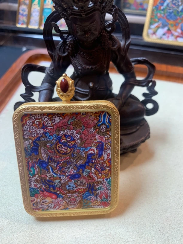 铜琉璃吊坠 【六臂大黑天】-無相藏地手绘