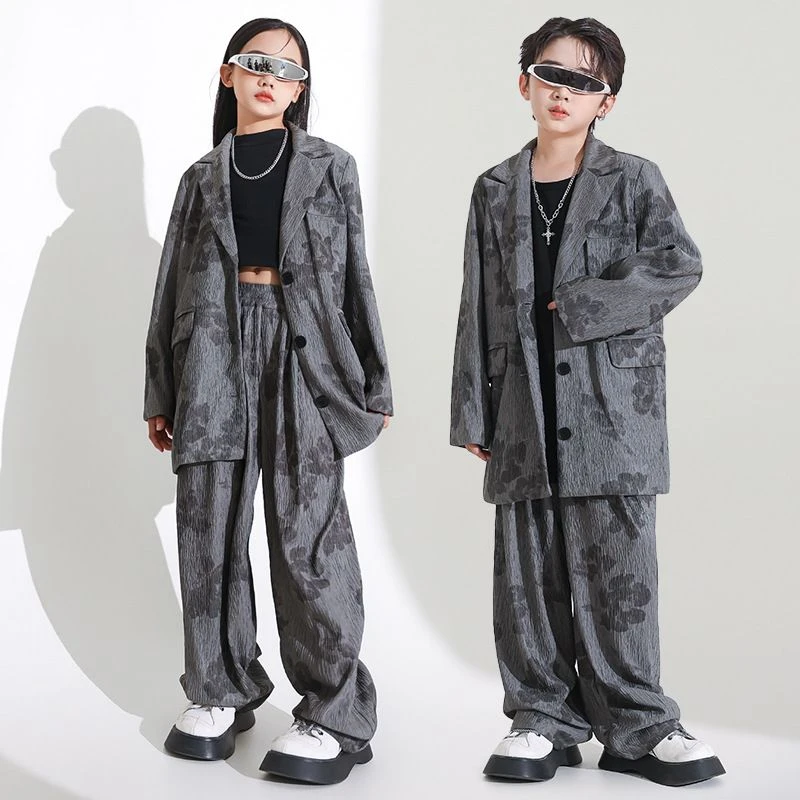 儿童街舞潮服中国风嘻哈唐装盘口套装hiphop演出服男童炸街表演服