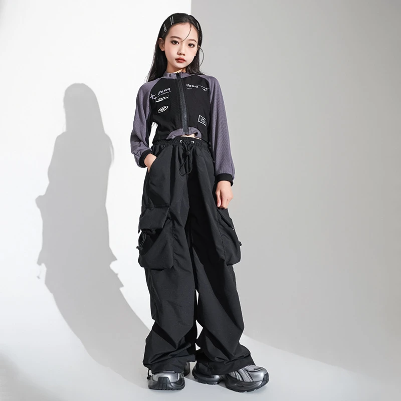 街舞儿童潮服套装女童爵士舞嘻哈jazz舞蹈服装练功服hiphop演出服