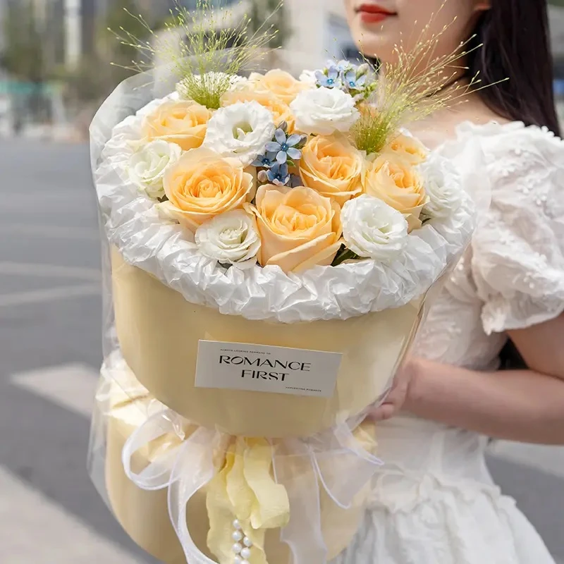 【春风十里】香槟黄玫瑰花束全国鲜花同城配送送闺蜜送朋友生日礼物