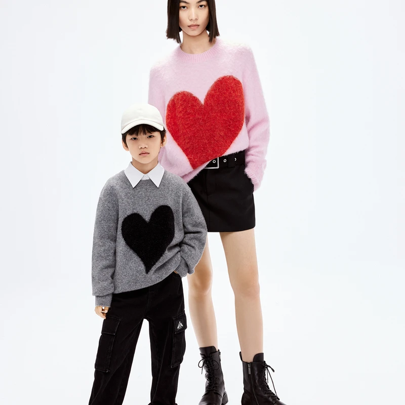 littlemoco童装24春新款女童爱心系列长袖毛衣毛衫#KBD1SWT016