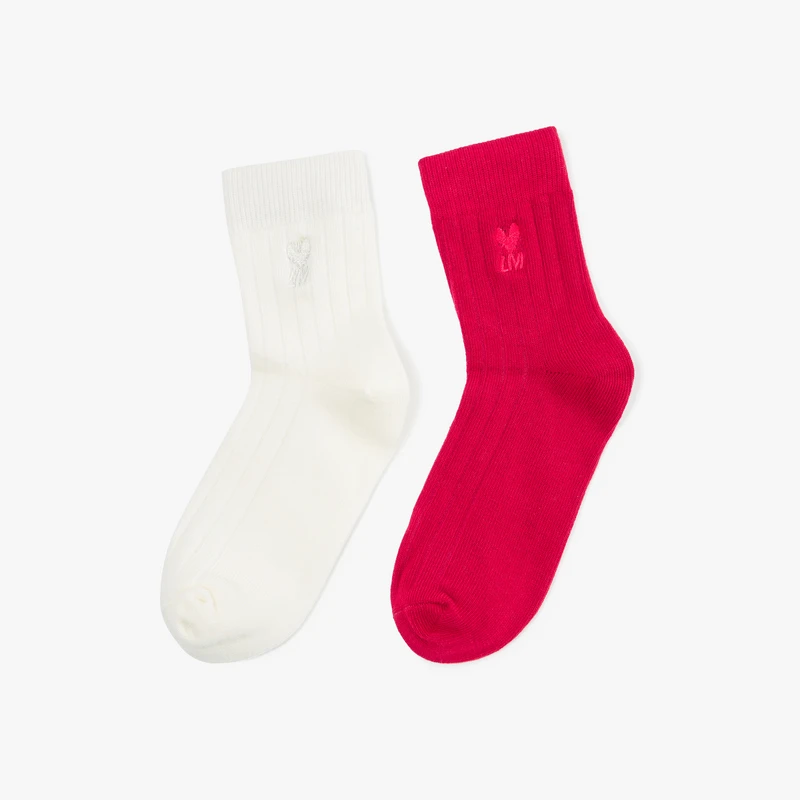 littlemoco童装儿童男女童两双装纯色中筒短筒袜子#KBD1SOK004