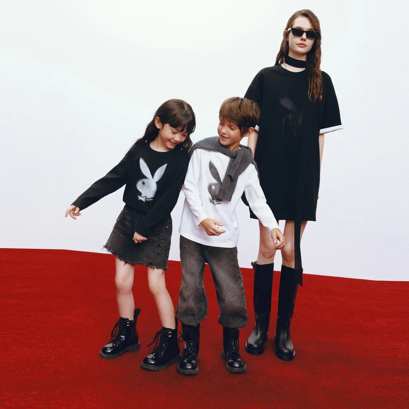 男女童装亲子装舒适长袖T恤#KBD4TEE014