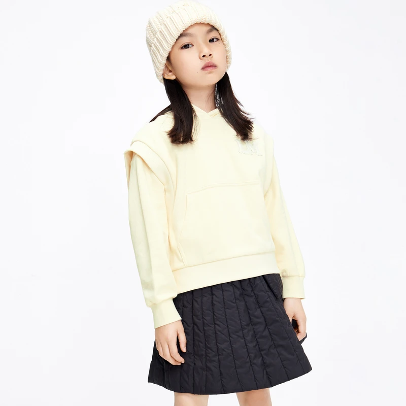 little moco童装冬装新款男女童背心带帽卫衣两件装#KBB4SWS003