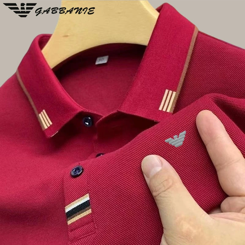 【专柜正品】100%纯棉长袖t恤男士春秋季新款商务休闲翻领polo衫男