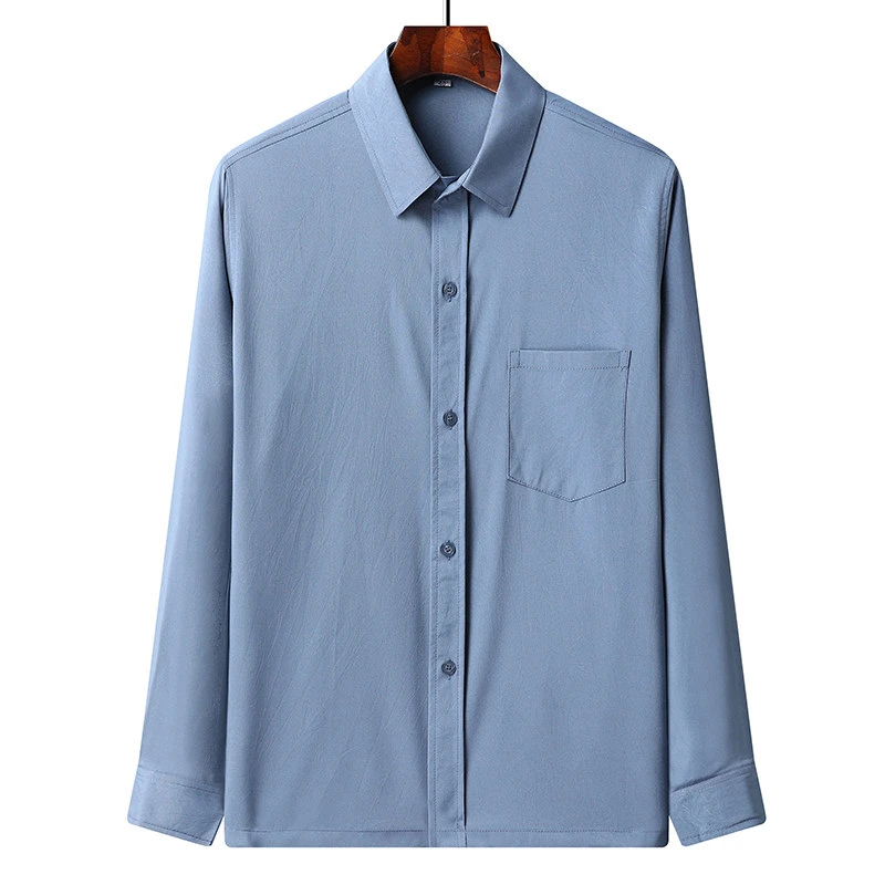 中老年长袖衬衫春夏薄款衬衣爸爸装休闲装大码冰丝男士上衣爷爷装