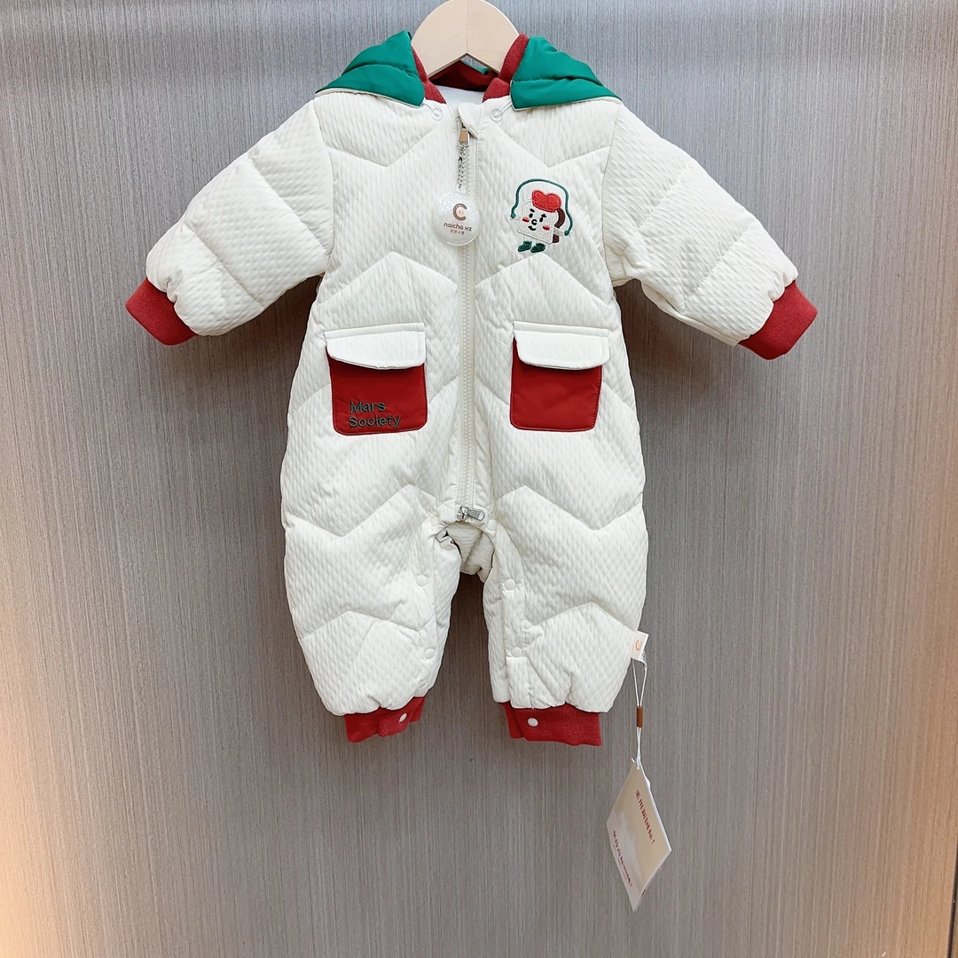 婴儿冬季羽绒服加厚加绒外出连体衣新生儿动感囝宝羽绒哈衣6219