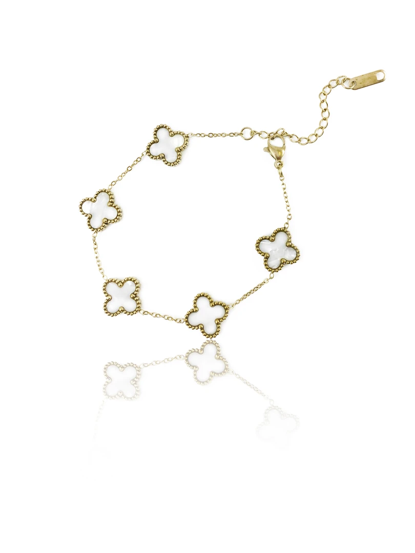 【沐沐有翡】创意白色五花幸运草手链*多样性发/1件