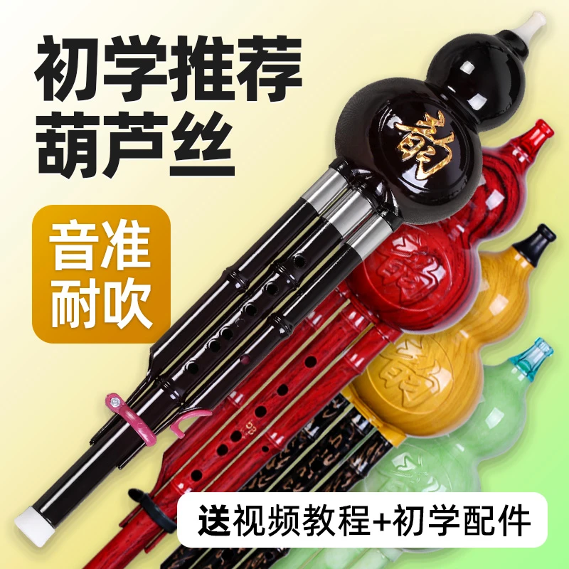 葫芦丝乐器初学者C调降B调黑色红木色防摔成人儿童学生树脂葫芦丝