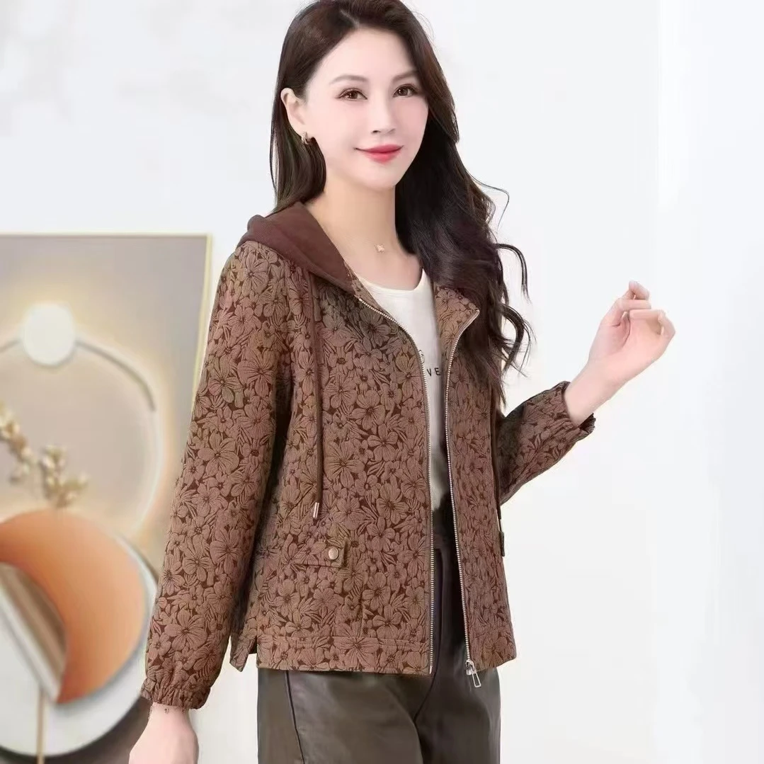 秋冬新款时尚休闲女士双面连帽宽松网红秋季带帽拉链短外套百搭