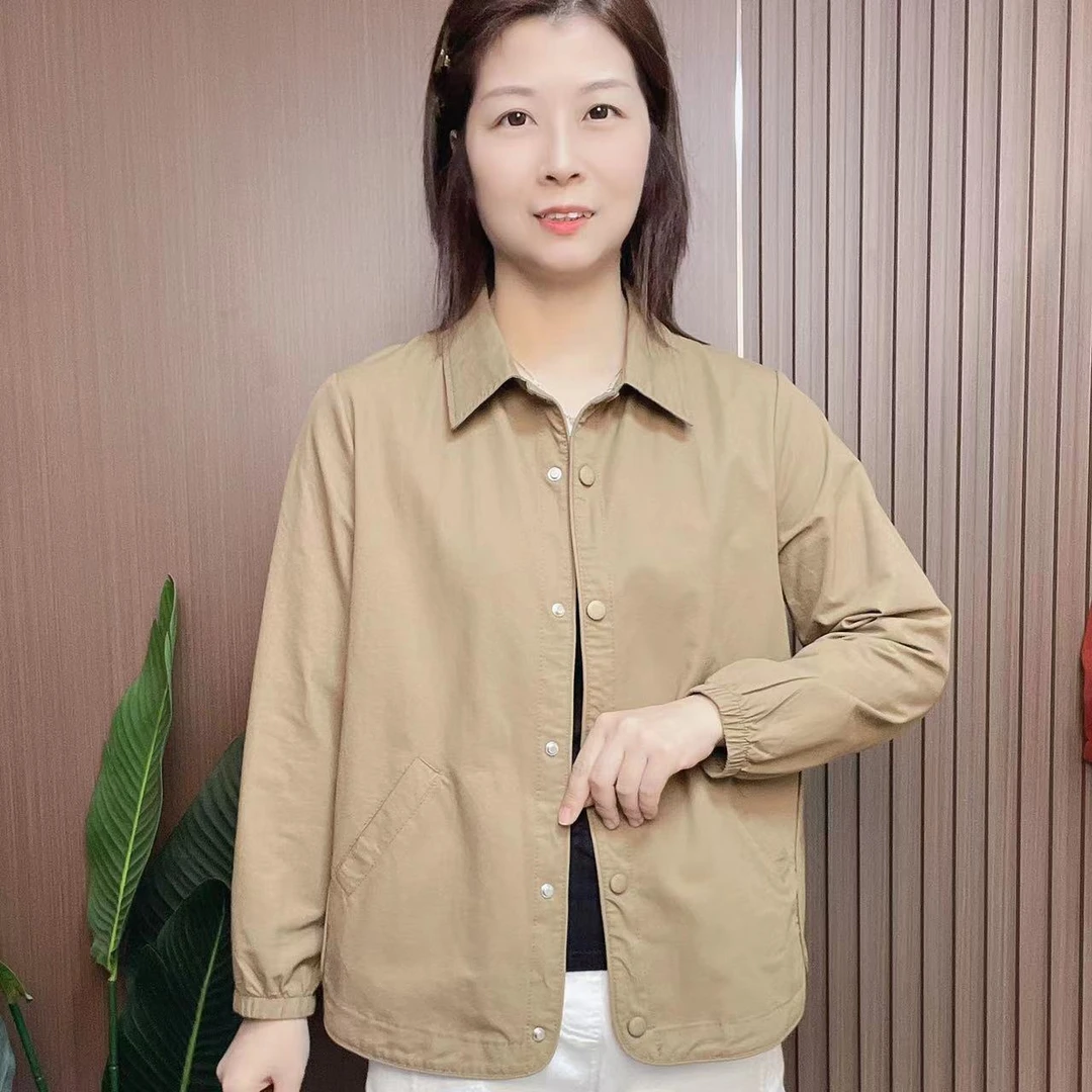 春秋长袖洋气短款时尚休闲纯色翻领百搭女士夏季春季薄款短外套