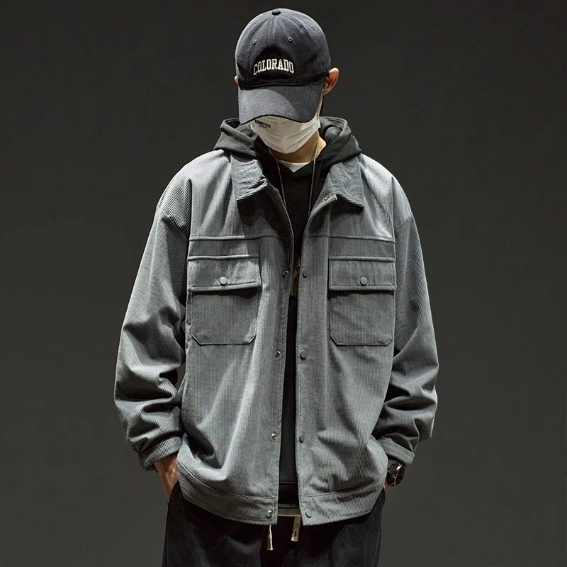 夹克外套男春秋款日系复古潮牌男装工装上衣男生春季翻领长袖秋季