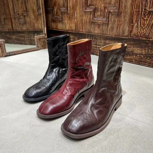 高级感满满真皮小靴子短靴新款