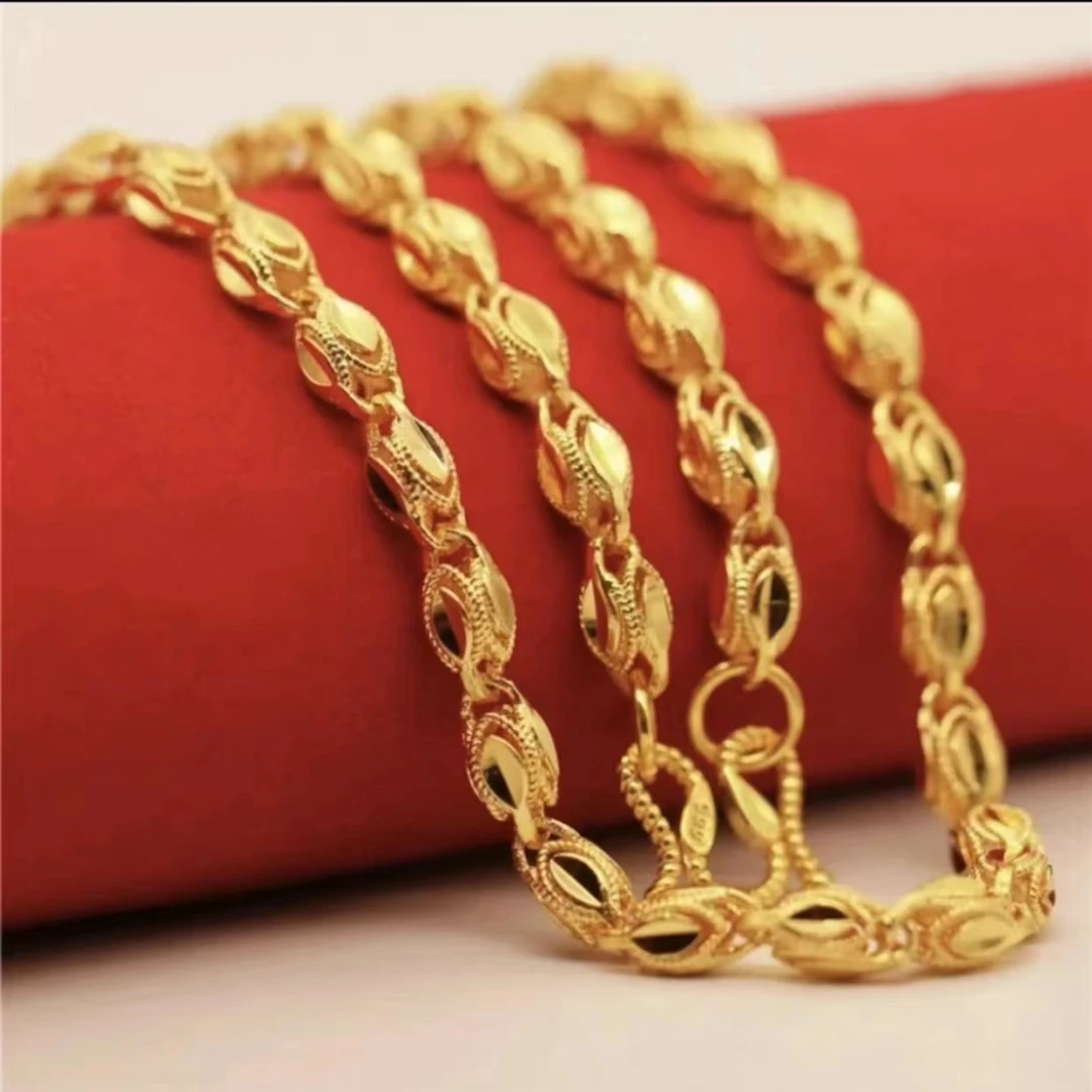 合金项链 【凤眼项链】男士男款时尚金色空心光珠精美素款磨砂霸气