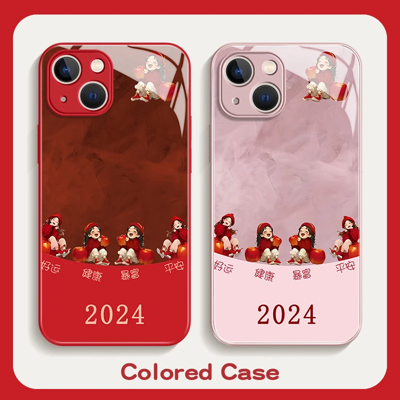 适用iPhone15promax苹果14高颜值手机壳保护套13健康暴富12玻璃壳