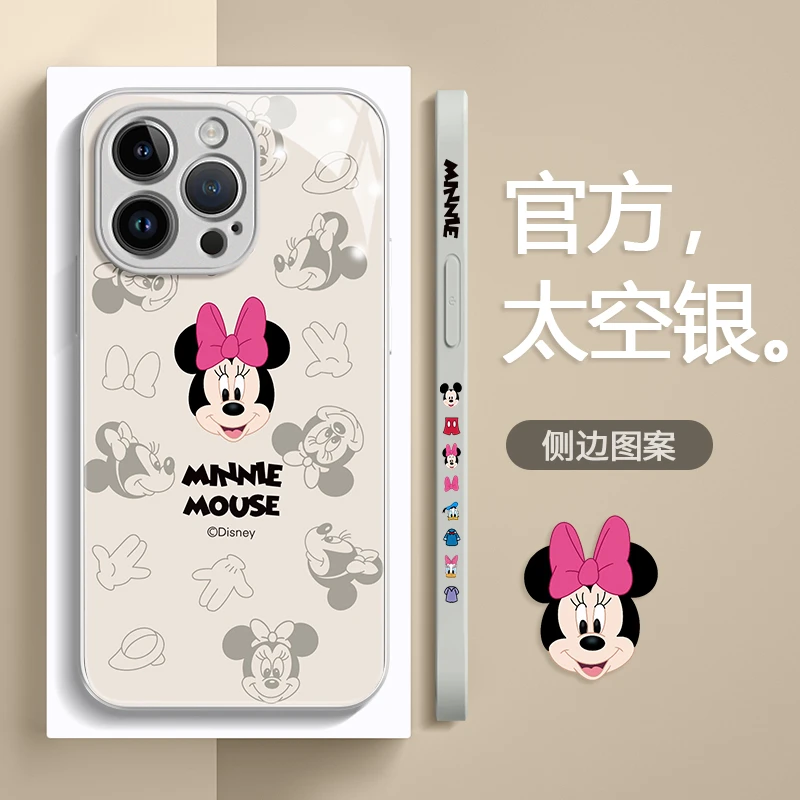 情侣iPhone15promax潮牌苹果14手机壳12侧边米奇13玻璃壳xr高级感