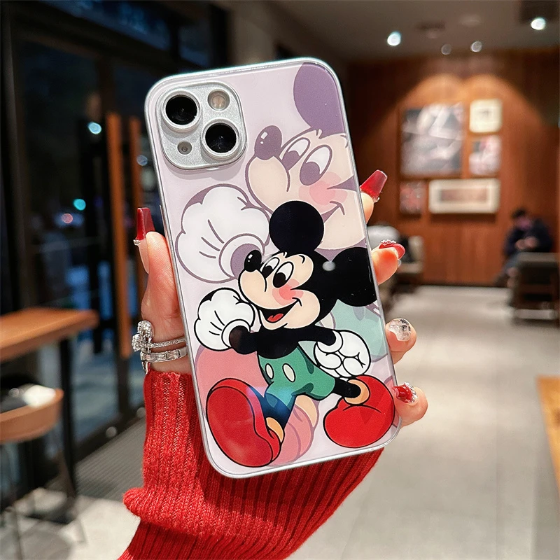 新年iPhone15promax苹果14高颜值手机壳保护套13欢快米奇12玻璃壳